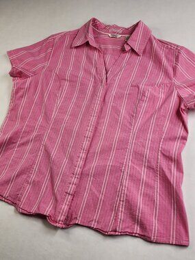 Riders by LEE Womens XXL Pink Striped Instantly Slims You Shirt Popover Blouse